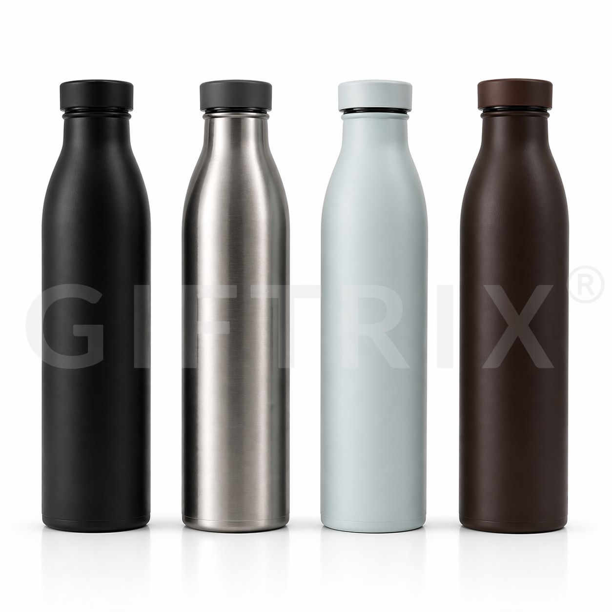 Slim sleek bottles in 4 finishes