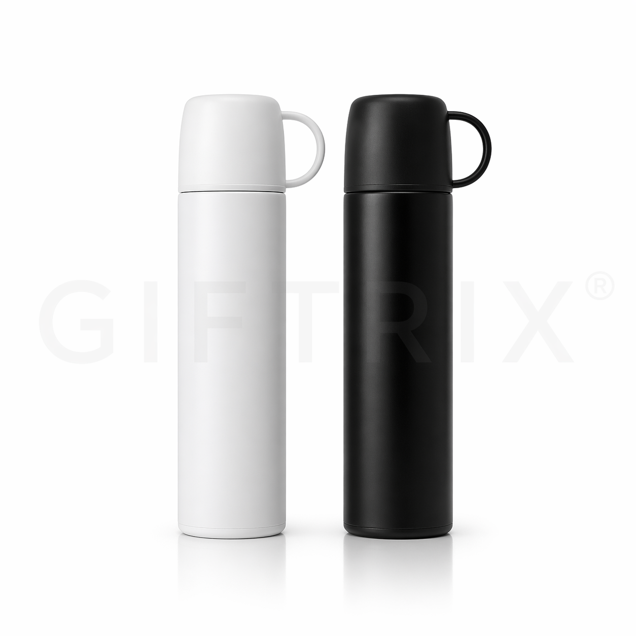 Classic thermos with mug cap in white and black