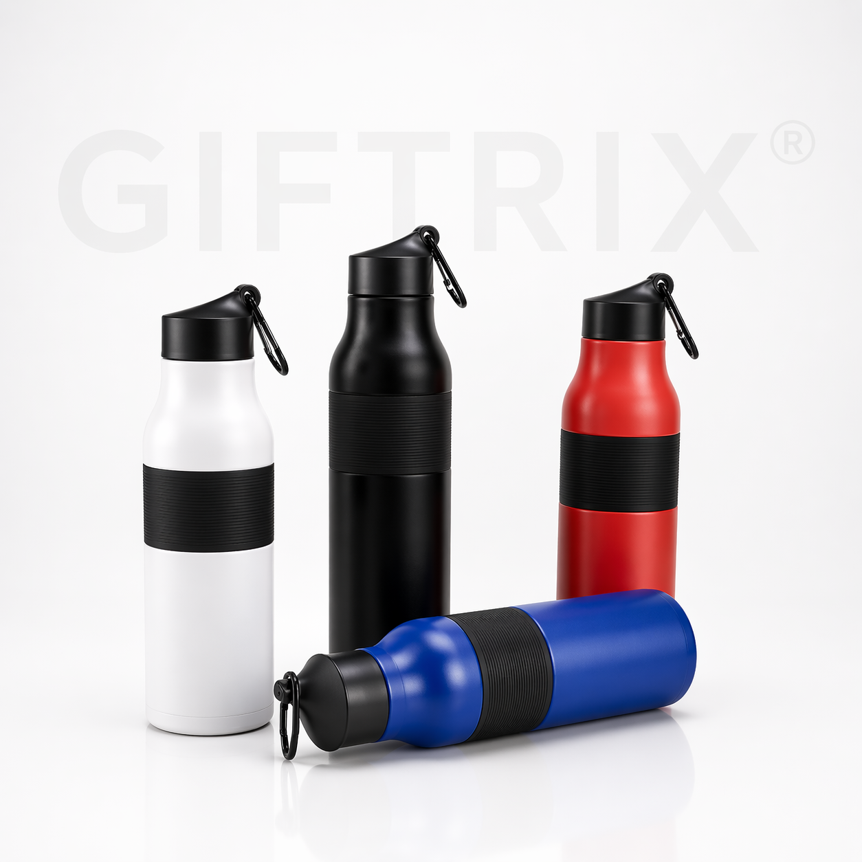 Carabiner mid-band sport bottles in 4 colours