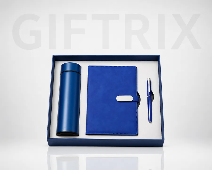 Royal blue diary bottle and pen 3-piece combo