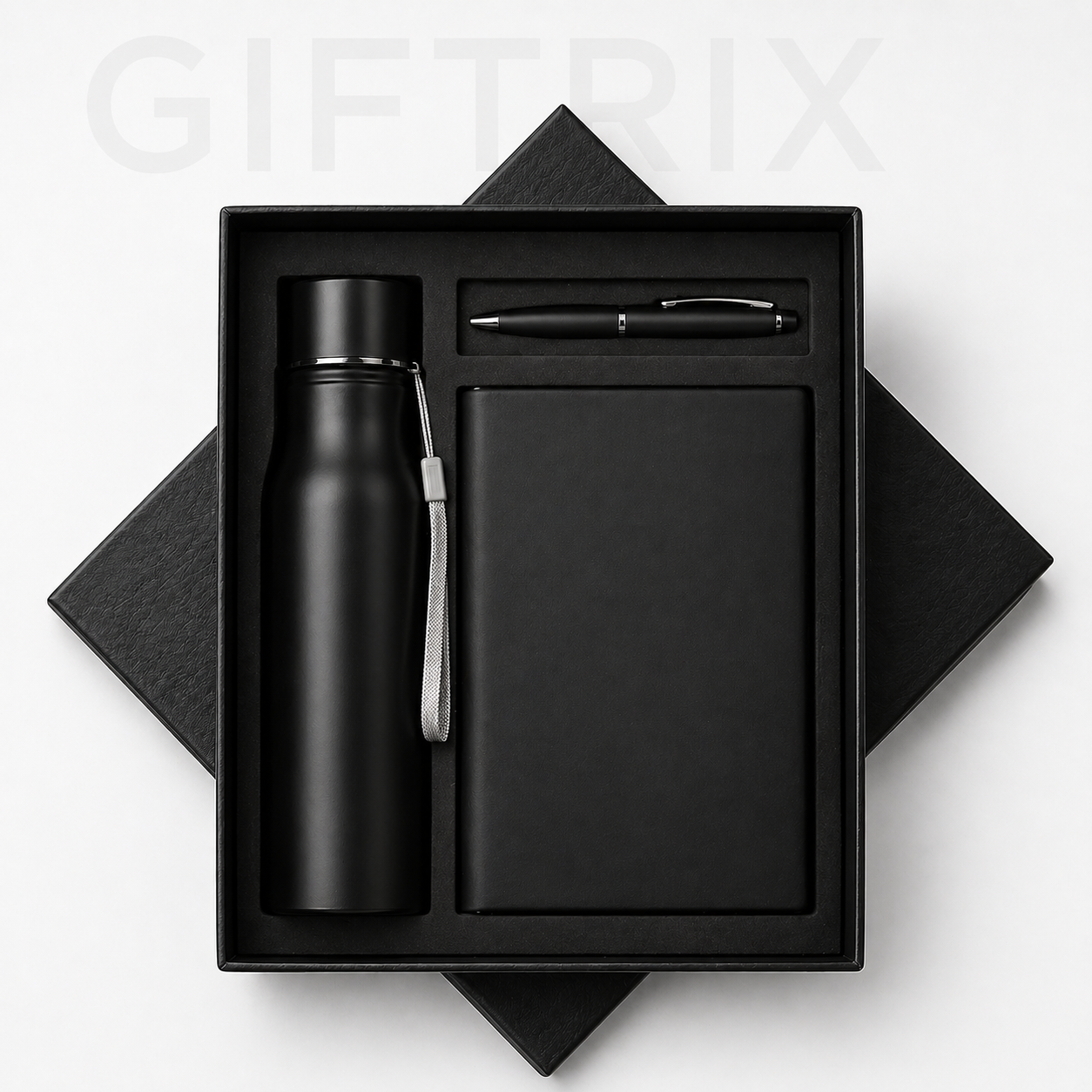 Black bottle diary and pen 3-piece combo