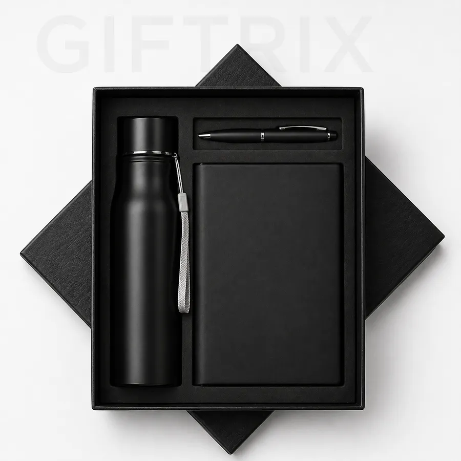 Black bottle diary and pen 3-piece combo