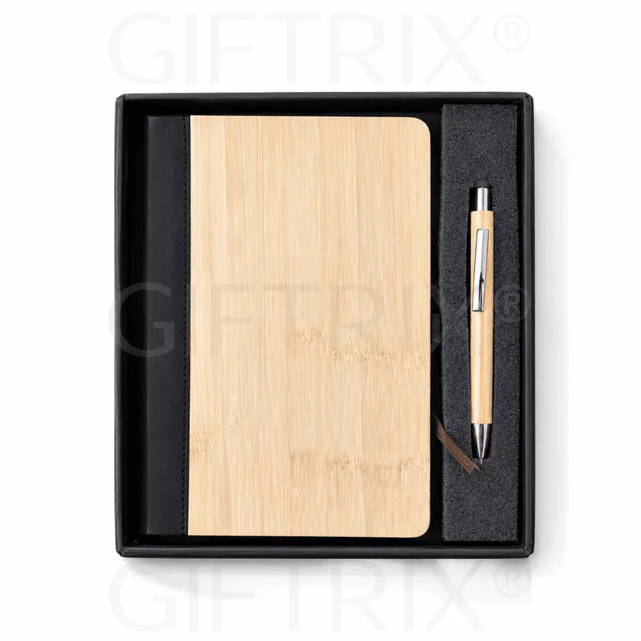 Bamboo Wood Notebook & Pen Set