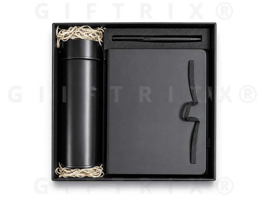 Black Bottle & Wave-Flap Notebook Set
