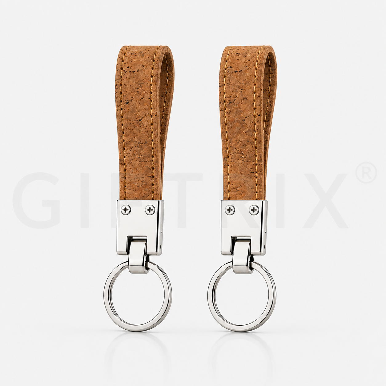 Cork loop keychain in tan
