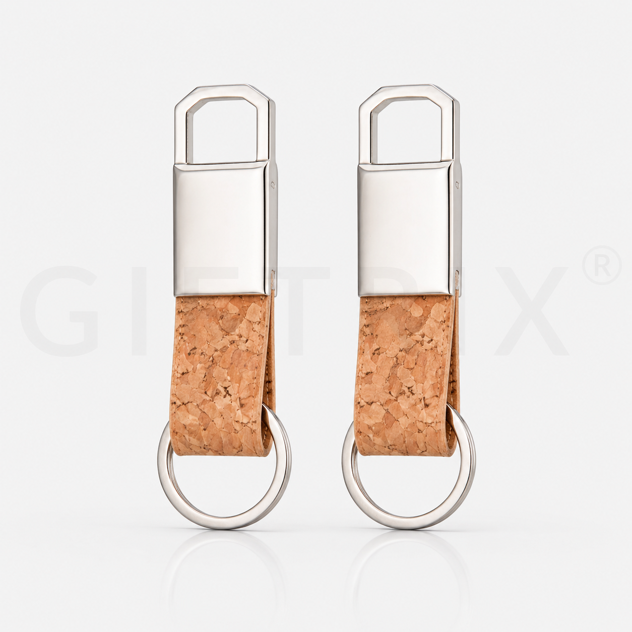 Cork tag keychain with chrome plate