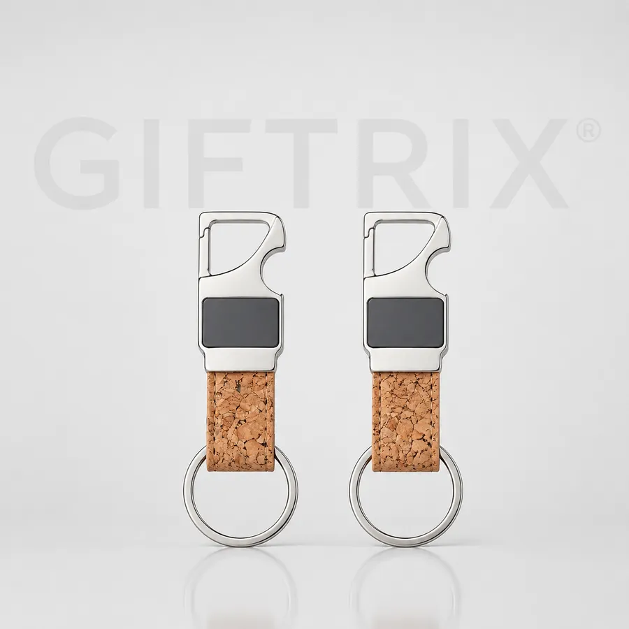 Cork carabiner keychain
