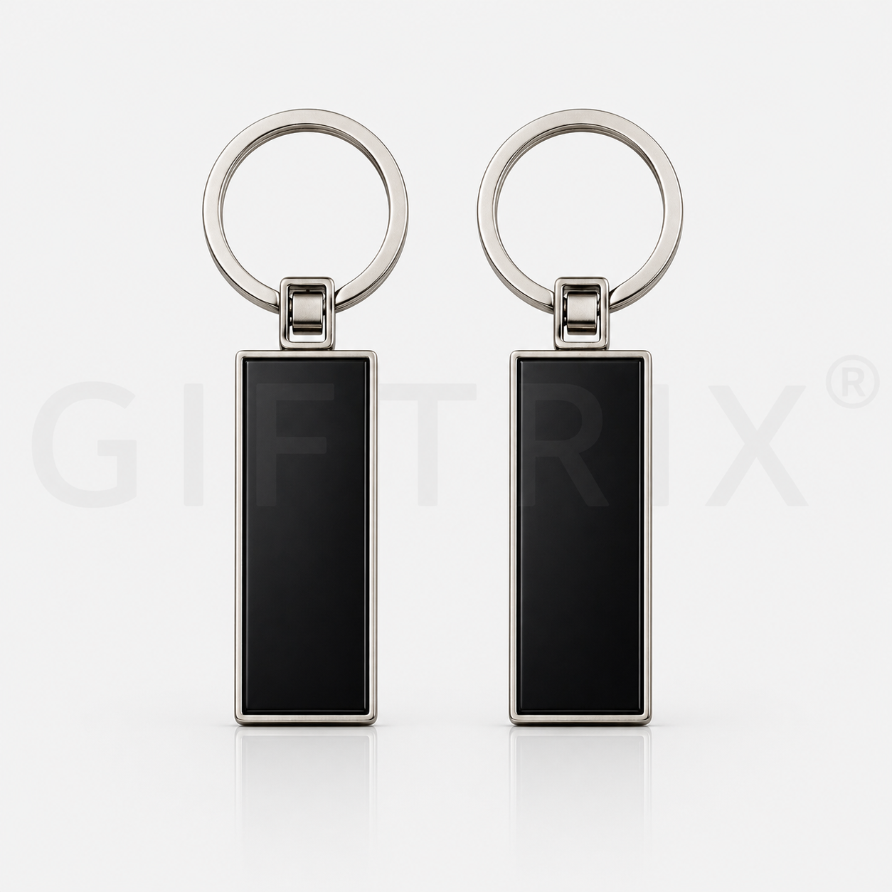 Black metal plate keychain