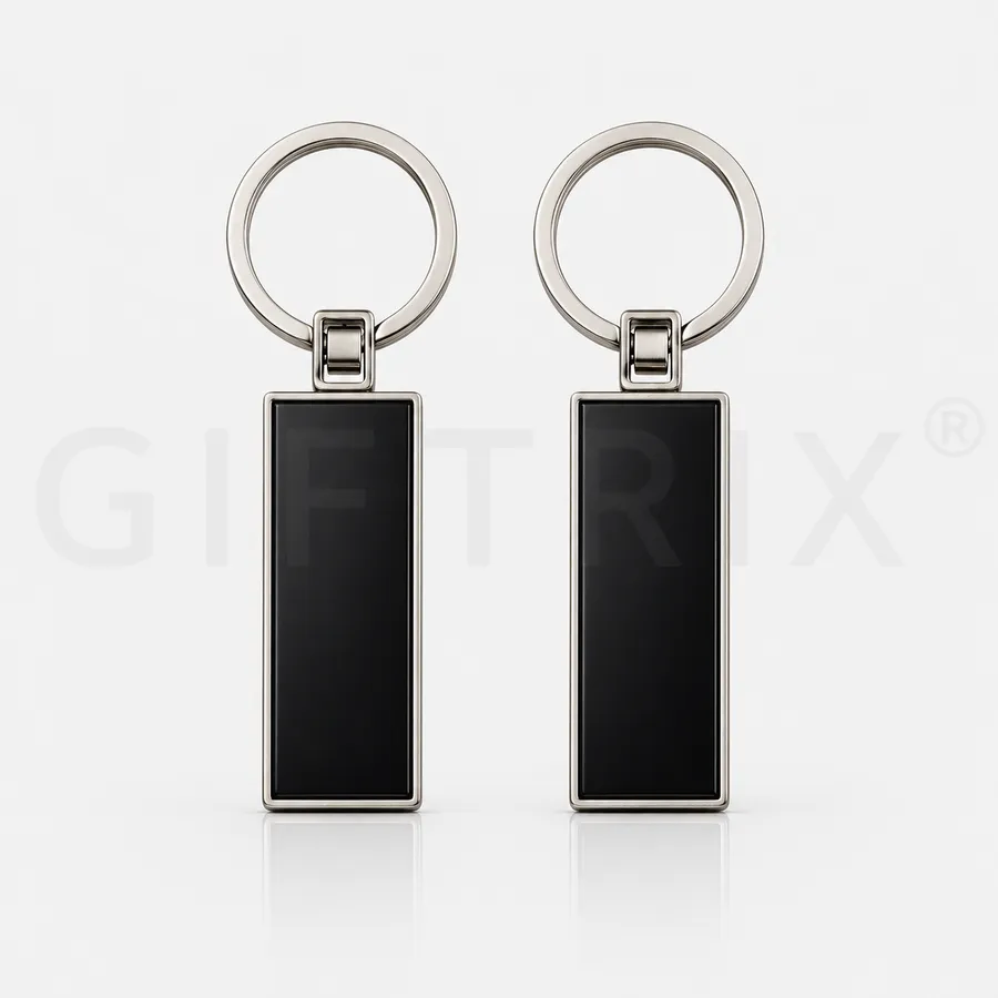 Black metal plate keychain