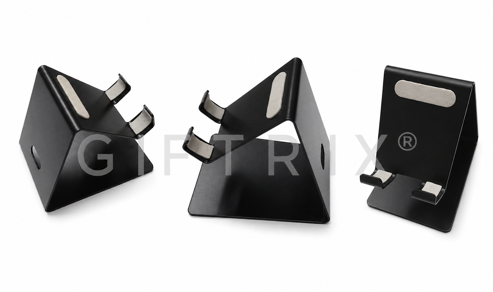Black metal triangle wedge phone stand