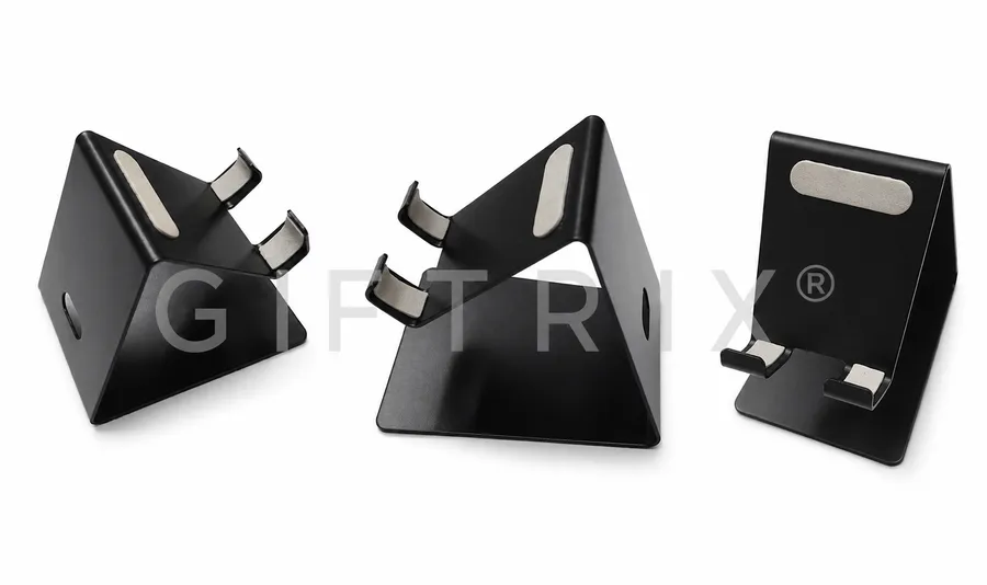 Black metal triangle wedge phone stand
