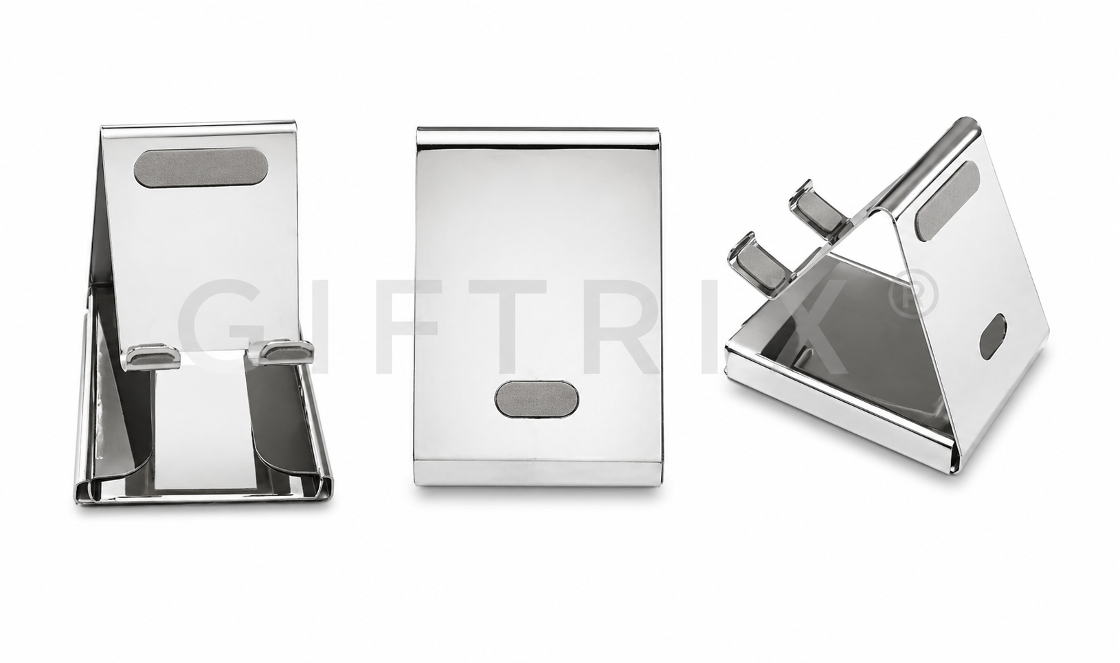 Chrome compact slim mobile stand with rubber grip