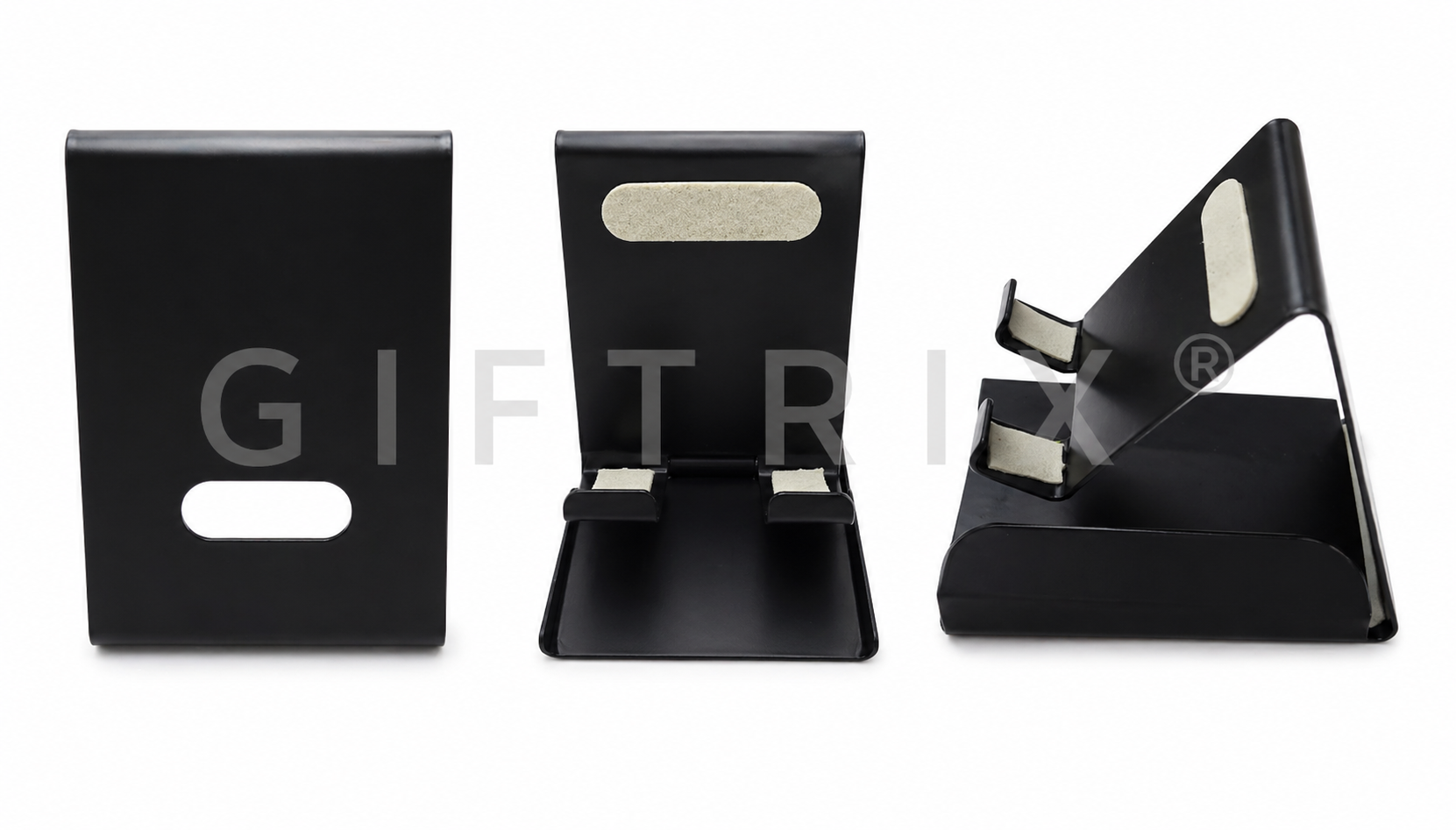 Black wedge mobile stand with rubber grip pads