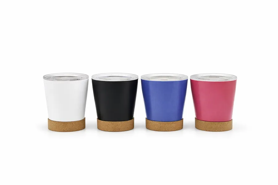 Espresso-size cork-base cups in 4 colours