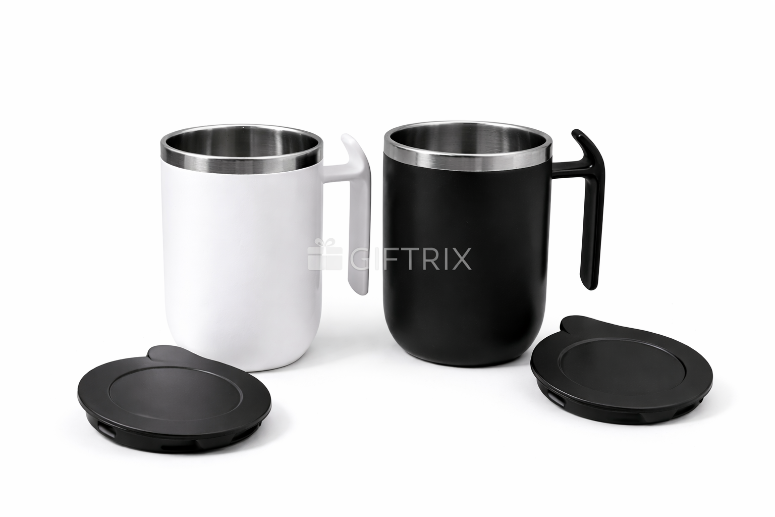 Tall office mugs with handle and flip lid