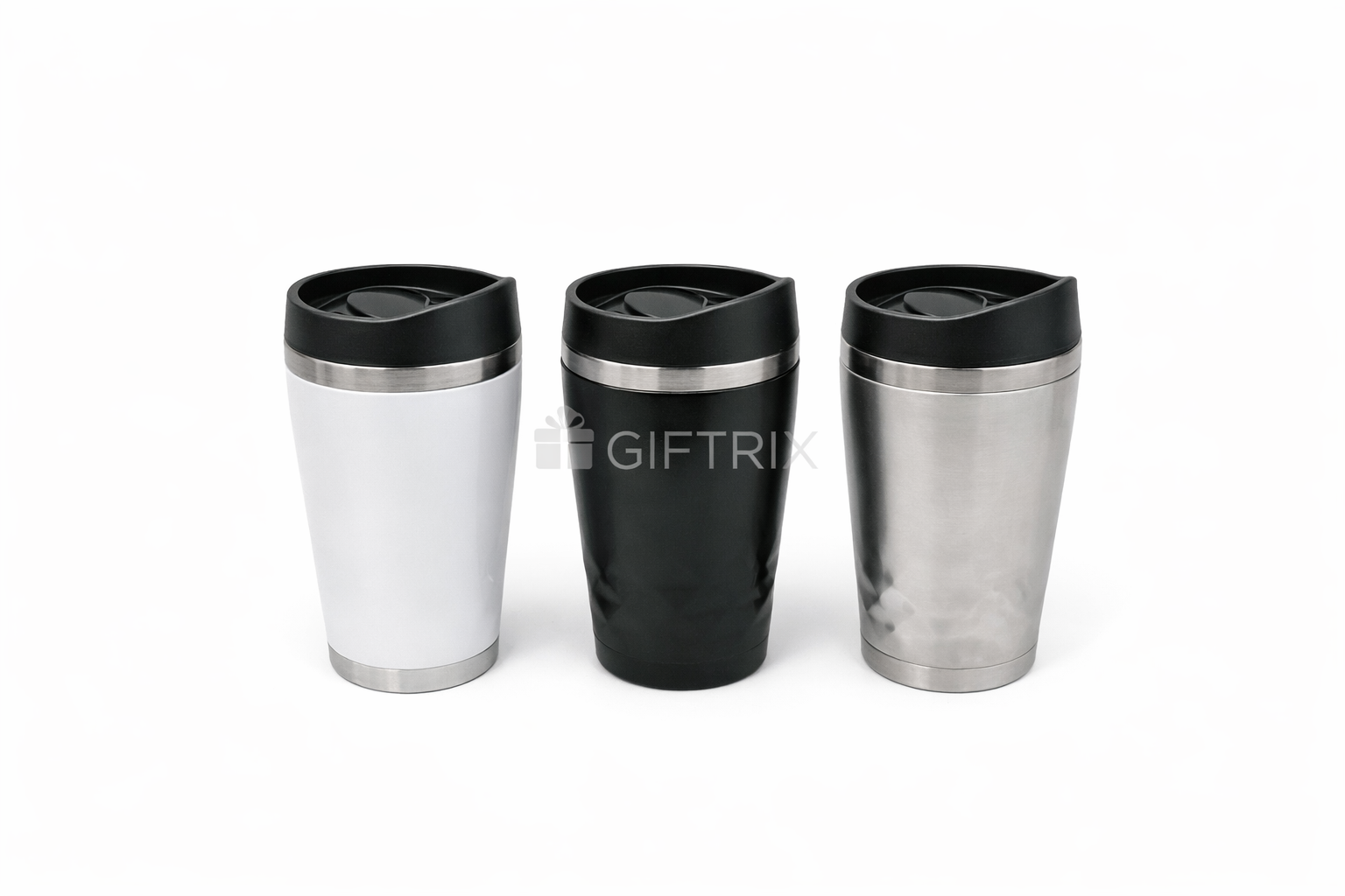 Classic flip-lid tumblers in silver, black, steel