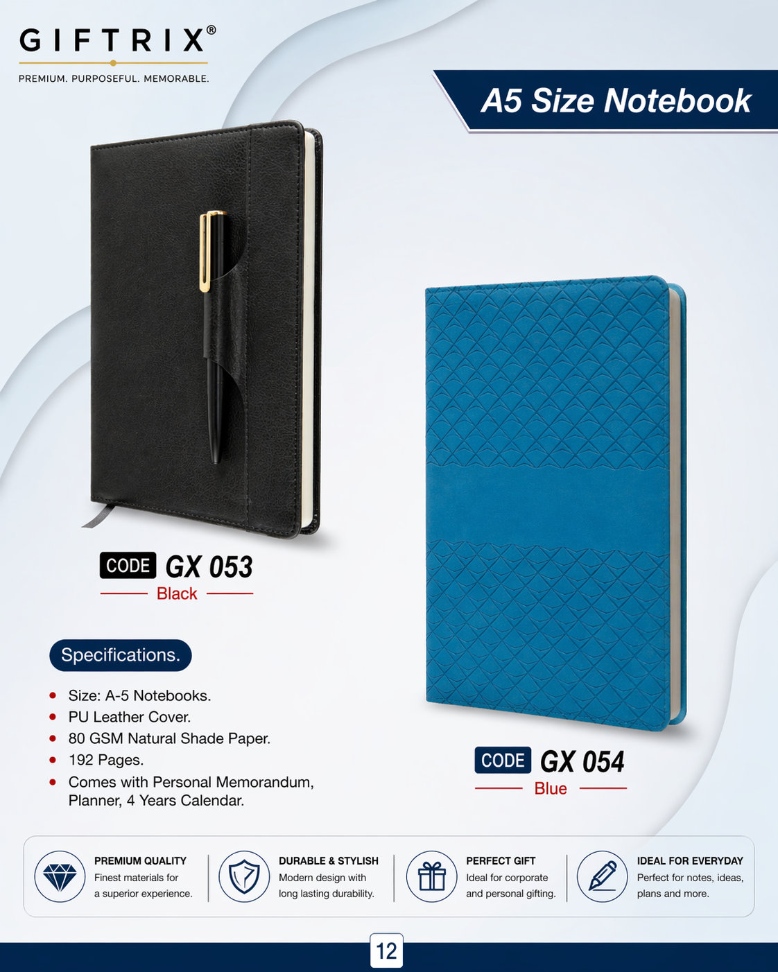A5 Size Notebook in black and blue