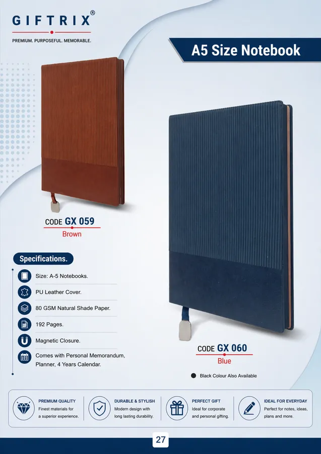 A5 Size Notebook in brown and blue