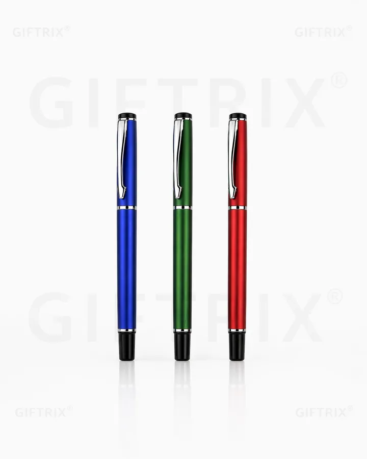 Rollerball pen trio in blue green and red