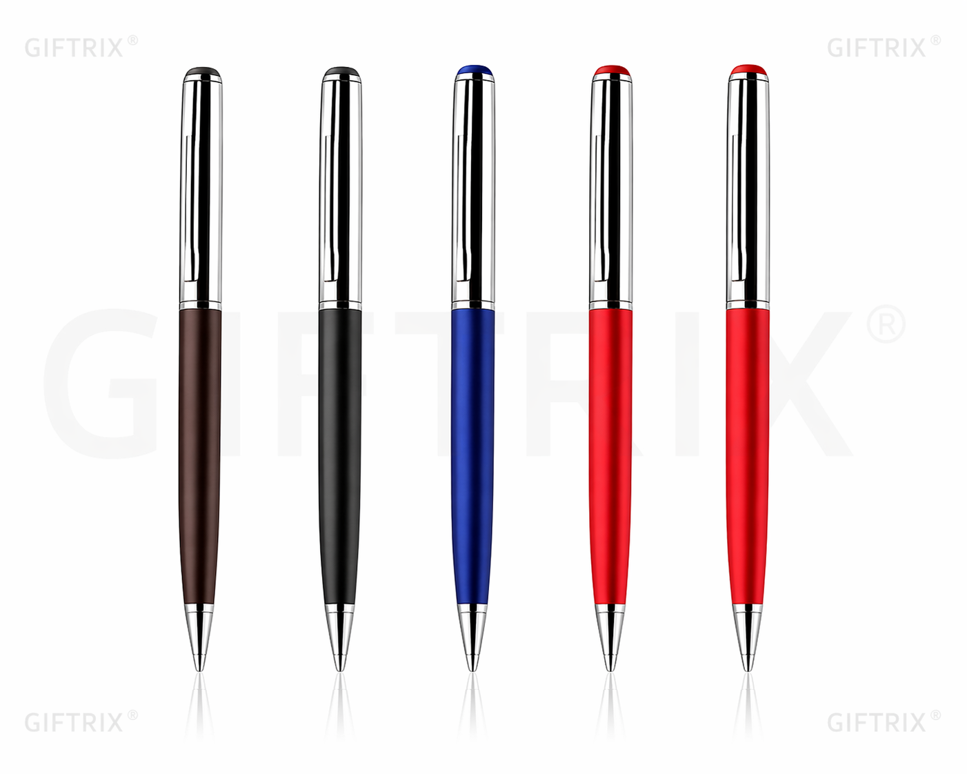 Chrome cap pen set in 5 colours