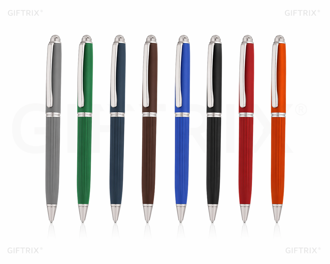 Ribbed body pen set in 8 colours