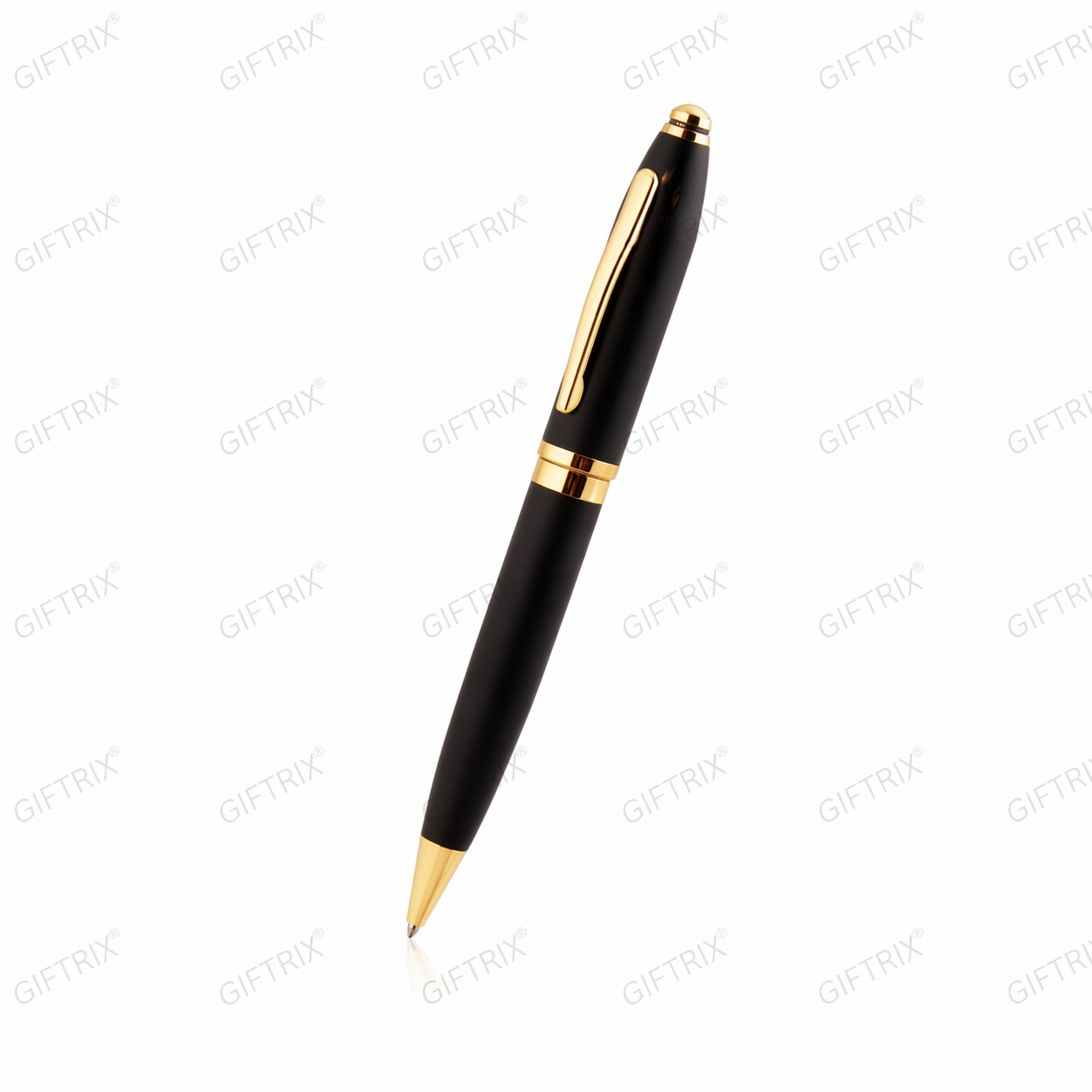 Slim matte black gold cap pen