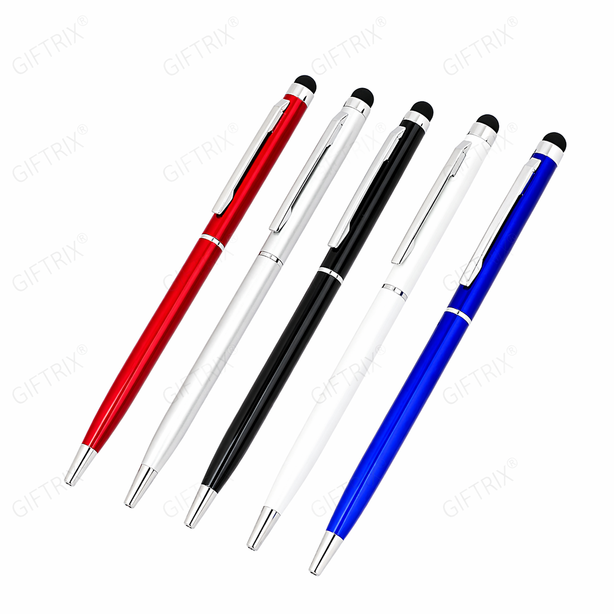 Slim chrome stylus pens in 5 colours
