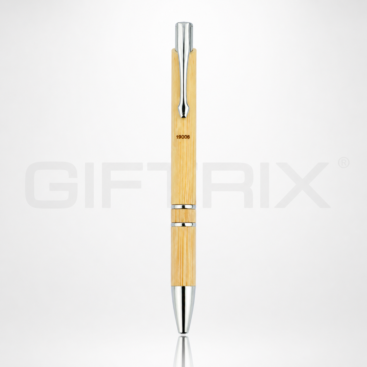 Bamboo eco pen with chrome trim