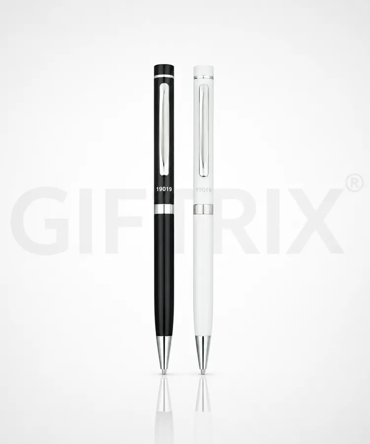 Chrome clip pen duo in black and white