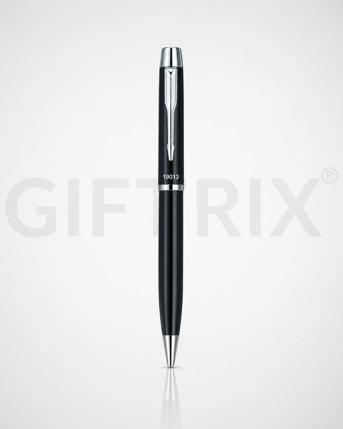 Slim chrome cap pen with branded body