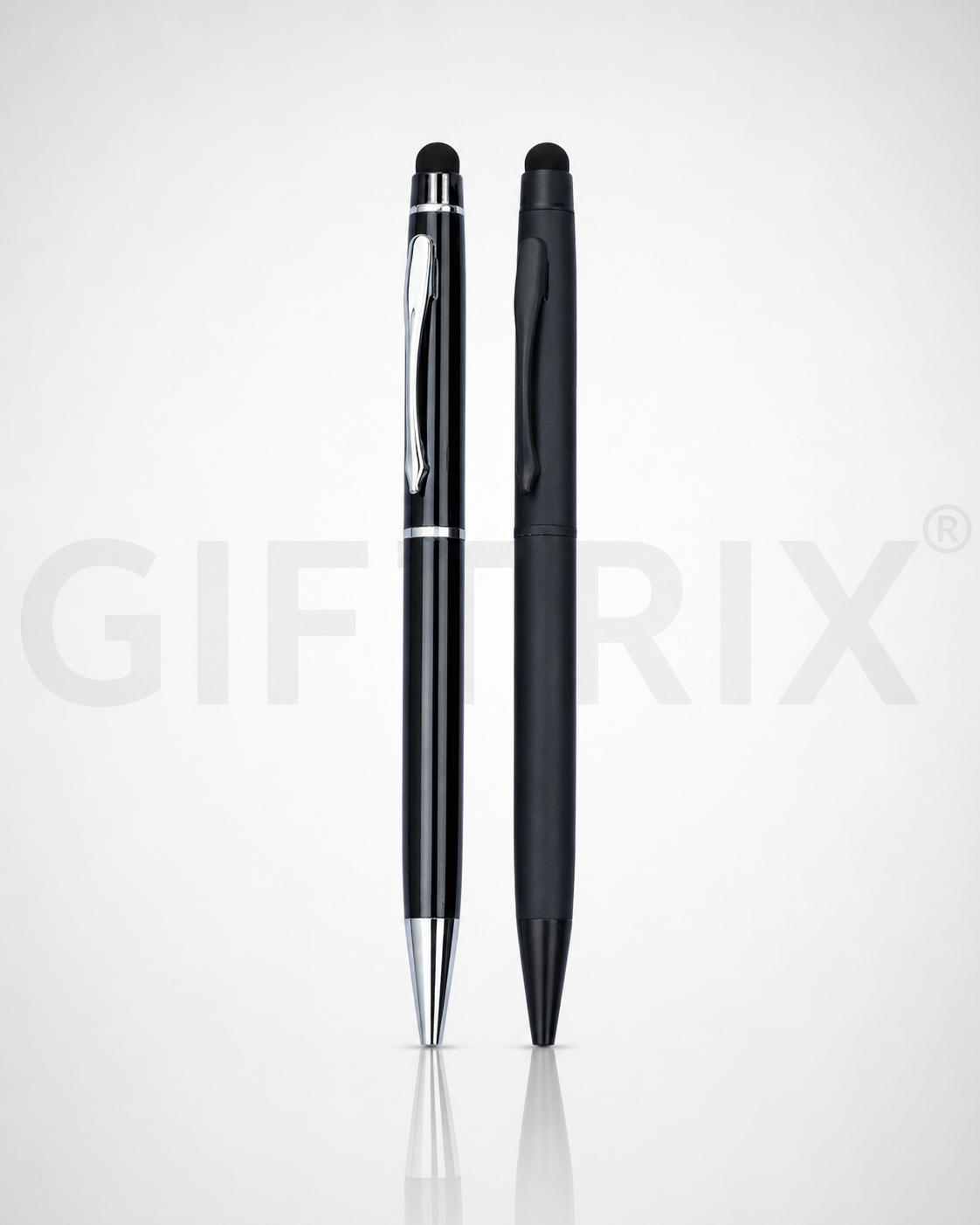 Black stylus pen duo with chrome and matte caps