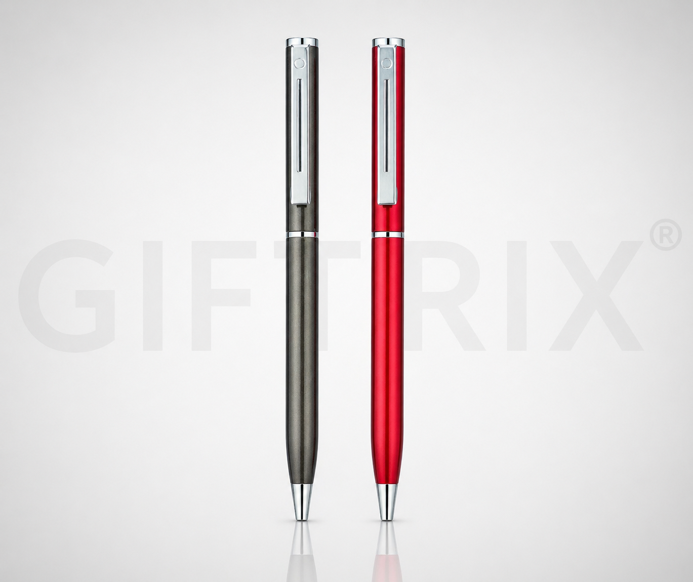 Premium twist pen duo in gunmetal and red
