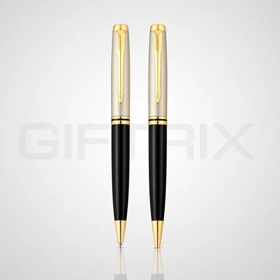 Chrome and gold twist pen duo
