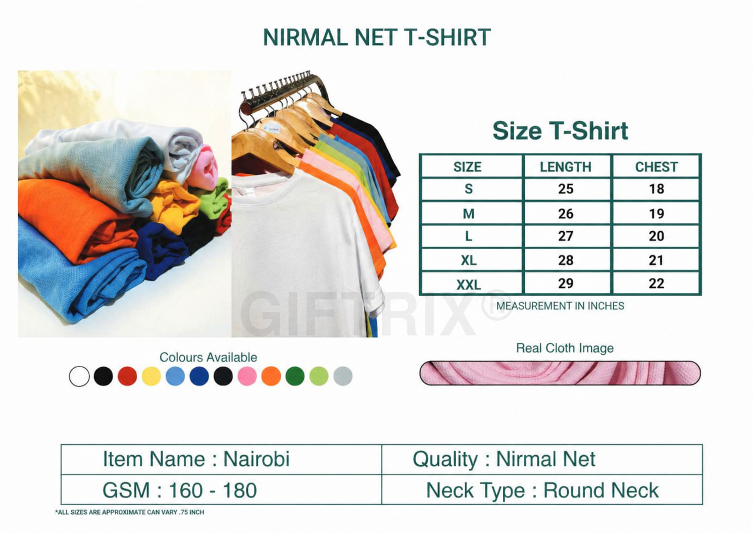 Nirmal Net round-neck t-shirt range in 12 colours