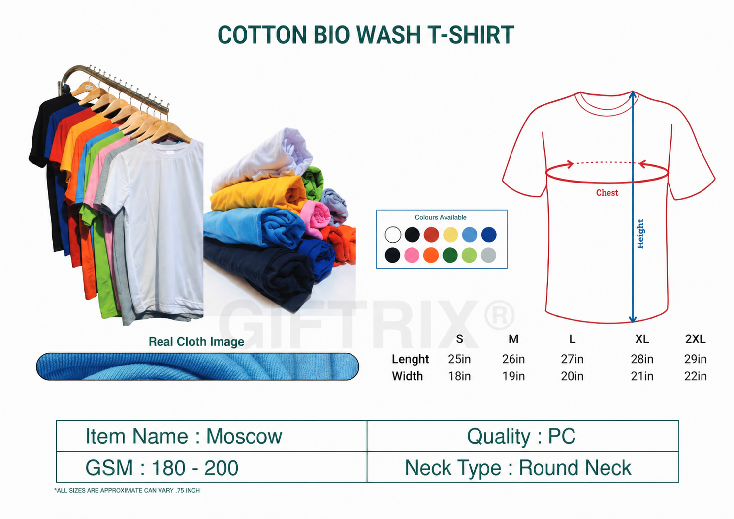 Cotton bio-wash regular round-neck t-shirt range