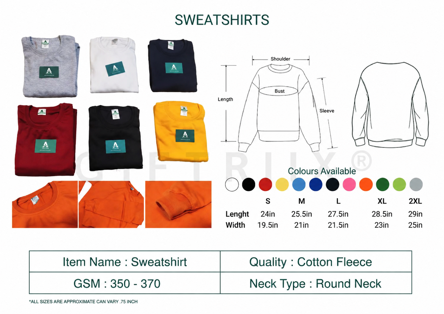 Cotton fleece crew-neck sweatshirt range